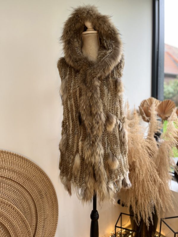 Gilet long avec capuche lapin et raton laveur