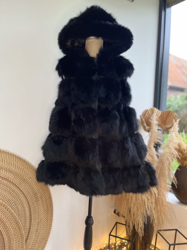 Veste évasée avec capuche en Renard